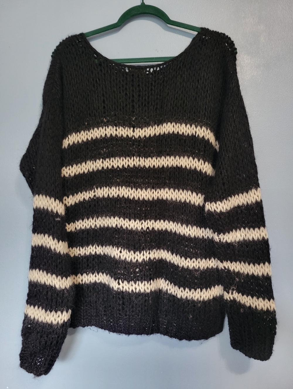 Saint Laurent Paris Womens Laine Wool Mohair Striped Sweater XL Black - Picture 9 of 13